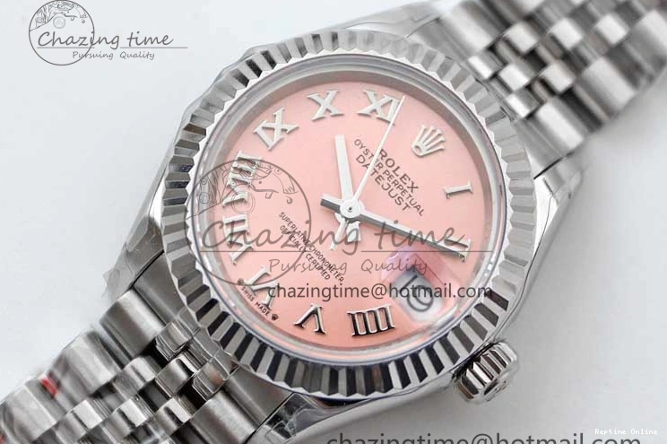 0403 ComfortFit Lady DateJust 28 SS TWF 1:1 Best Edition 904L Steel Pink Dial Roman Markers on President Bracelet NH 2183